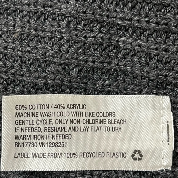 MERONA Women's Charcoal‎ Grey Ribbed Knit Draped Front Open Poncho Cardigan M - Picture 6 of 7